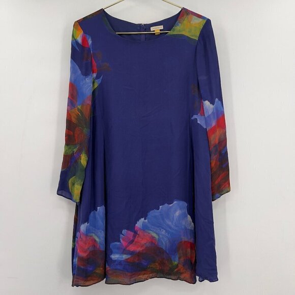 Anthropologie Leifsdottir Women's Silk Printed Knee Length Shift Dress Size M - Picture 1 of 7